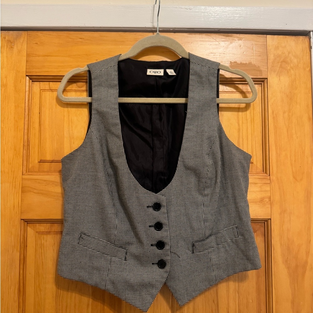 Cato Gray and Black Buttoned Vest